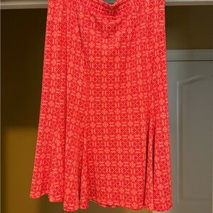 Cato Orange Pleated A-line Midi Skirt